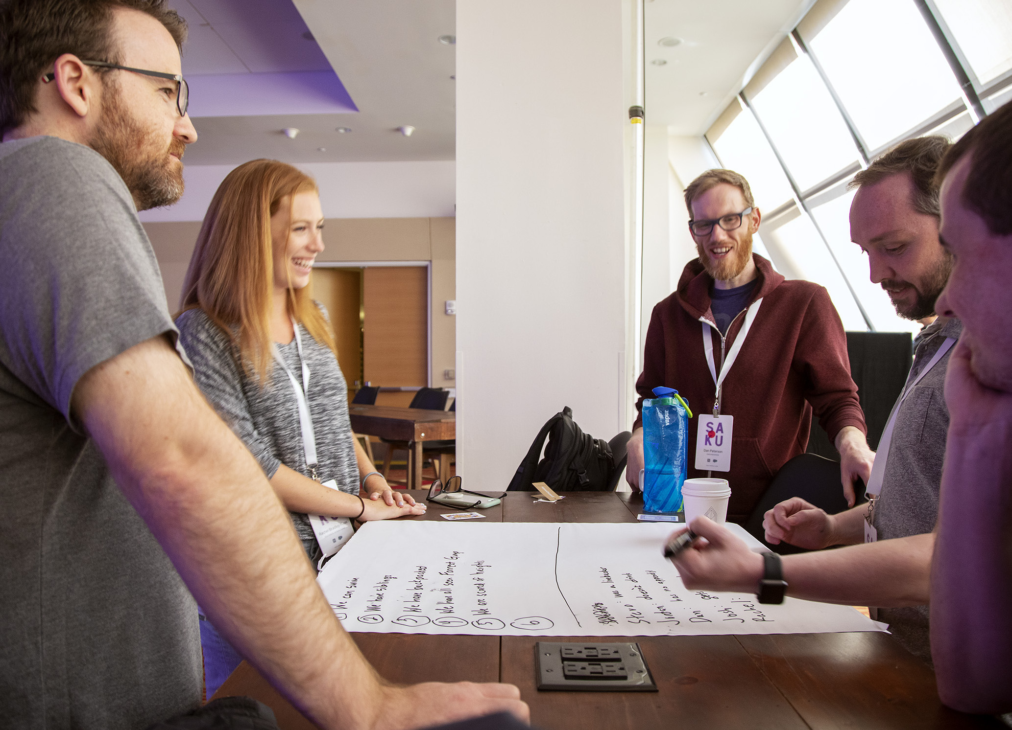 A team building exercise at a Heroku gathering.